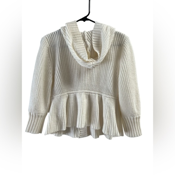 White knit vintage ruffled button down jacket sweater - Picture 5 of 5